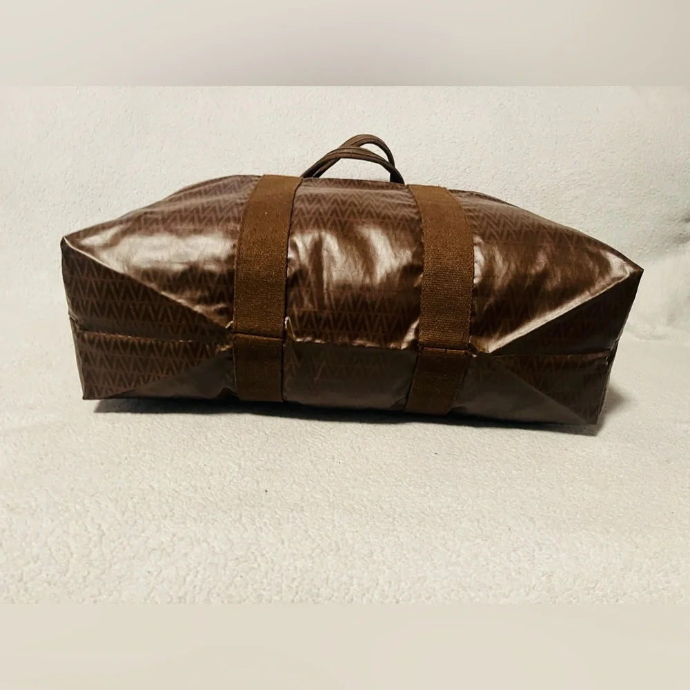 Mario Valentino Soft PVC Monogram Foldable Overnight Travel Tote Bag - Picture 12 of 13